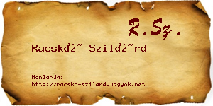 Racskó Szilárd névjegykártya